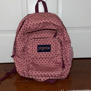 Jansport Pink polka dot school backpack w laptop zipper